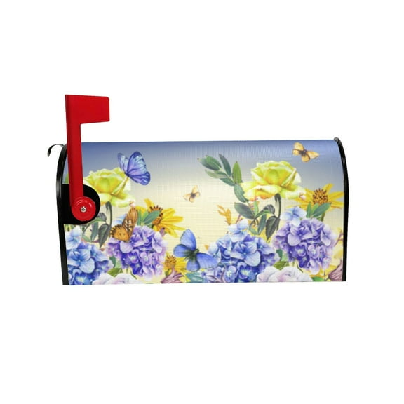 Souew Mailbox Protective Cover Flower, Mailbox Covers Standard Size 18" X 21" Flowers Mailbox Wraps Post Letter Box Cover for Holiday Garden Yard Decor,Hangs