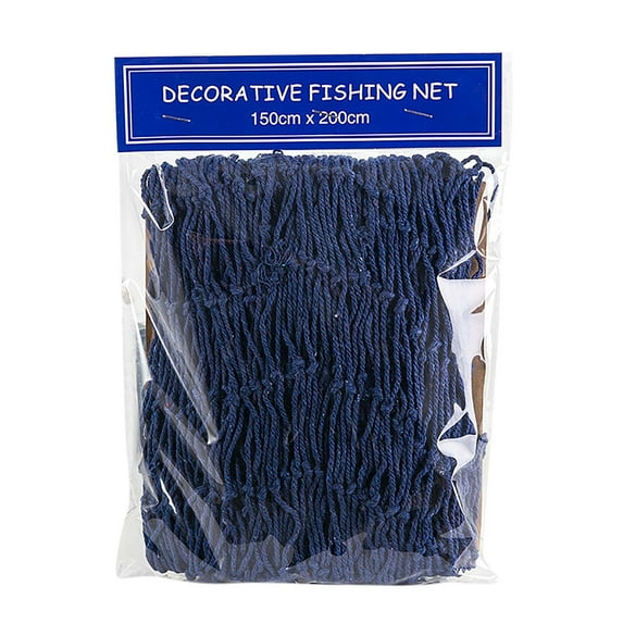 Souew Mediterranean decorative fishing net thick line hemp rope shell net photography props kindergarten background wall decoration ornaments 1.5×2 meters 1PC blue, Nautical Fishing Net Shell