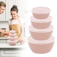 thumbnail image 1 of Souew Pink Bowls with Lids Set – 4-Piece Stackable Airtight Storage Containers for Meal Prep, Salad, Snacks, and Leftovers, Microwave and Dishwasher Safe, 1 of 9