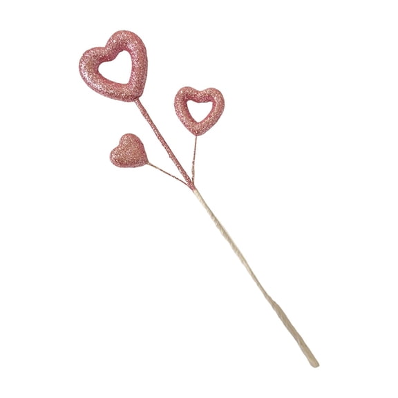 Souew Pink Glitter Heart Picks – Valentine'S Day Sparkly Sticks for Wedding Centerpieces, Vase Arrangements, Crafts, and Romantic Table Decor