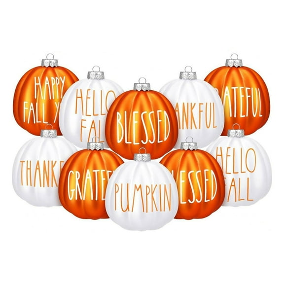 Souew Random Letter Autumn Holiday Decorative Hanging Ball, Autumn Thanksgiving Pumpkin Christmas Christmas Tree Decoration Small Pendant Letter Printing Gratitude Decoration Pumpkin Five Point