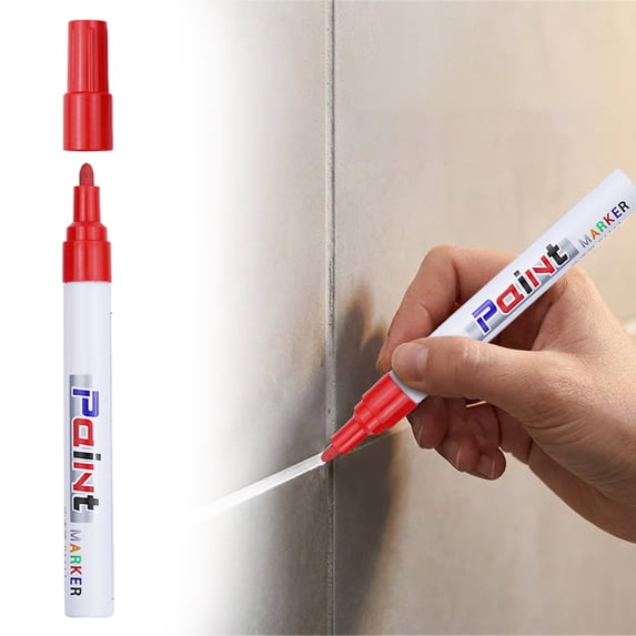 Souew Red Oil Based Pigment Marker 10Ml Quick Drying Waterproof Fade-Proof Permanent Paint Pen Multi-Surface Drawing Marker for Glass Ceramic Wood Metal Fabric Rock Diy Craft
