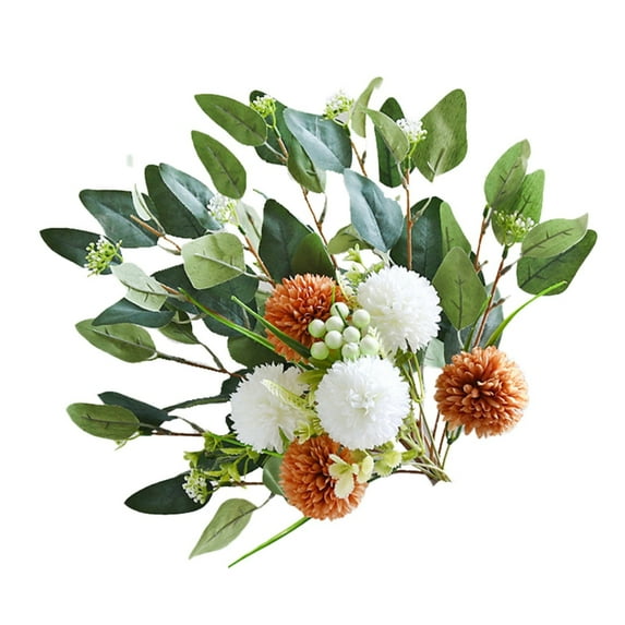 Souew Silk Flower Arrangement Table Flower Simulation Bouquet Orange White Without Bottle, 1Pc 6 Decoration Bouquet Wedding Chrysanthemum Head Artificial Home Flower Home Decor,Artificial Flowers