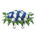 thumbnail image 1 of Souew Simulation funeral flower arrangement tombstone flower arrangement style 176, Cemetery Flower Saddle Artificial Cemetery Flower Saddles for Artificial Rose Cemetery Memorial Flowers for Outdoor, 1 of 9