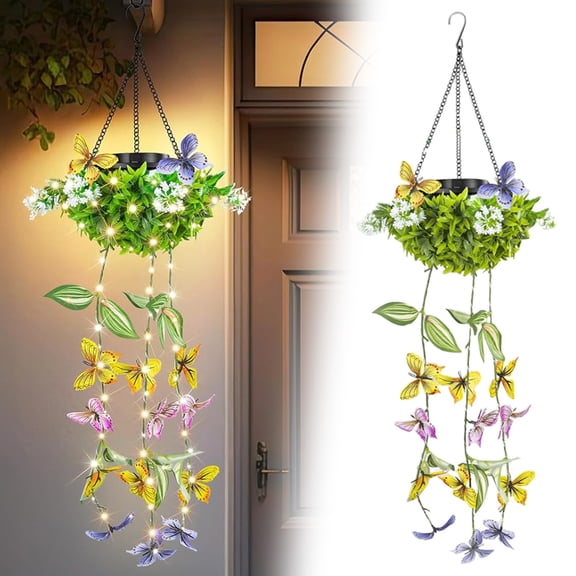 Souew Solar-Powered Hanging Milan Grass Light, Solar Vine String Lights, Waterproof Artificial Ivy Vine String Lights for Outside, Auto on/Off Solar Chandelier Outdoor Decor for Garden Patio