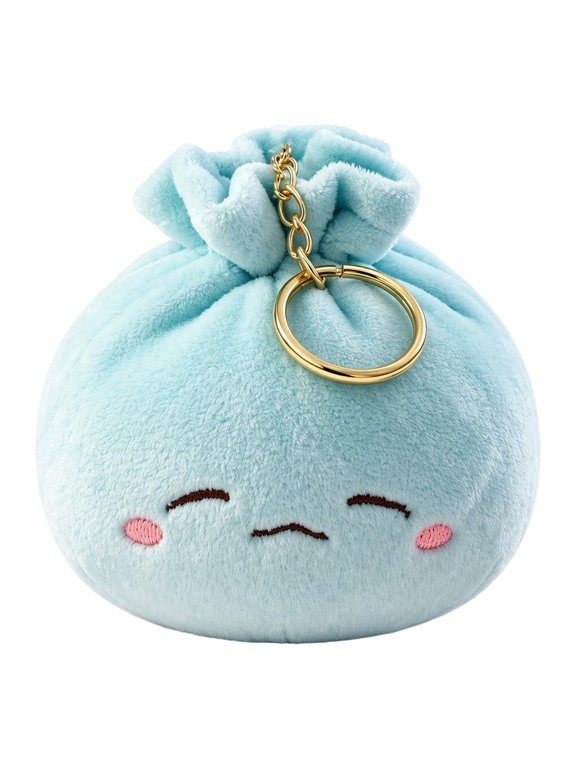 Steamed Bun Plush Keychain, Soft Squishy Dumpling Bag Charm, Cute Anxiety Stress Relief Charm for Backpack Purse, Sky Blue, 1 Pcs