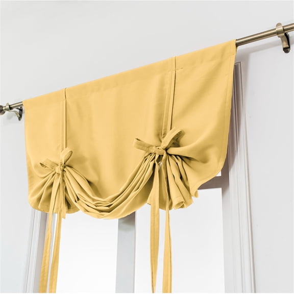 Souew Tie Up Roman Curtain, 31.5×47In Yellow Thermal Insulated Window Shade, Rod Pocket Small Window Curtain for K-ids Room Bathroom Kitchen Home Decor
