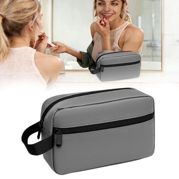 Souew Travel Toiletry Bag, Small Cosmetic Bag, Hanging Water-Resistant Organizer For Men & Women, Ideal For Makeup, Shaving Kit, Gym Essentials & Travel Accessories (Gray)