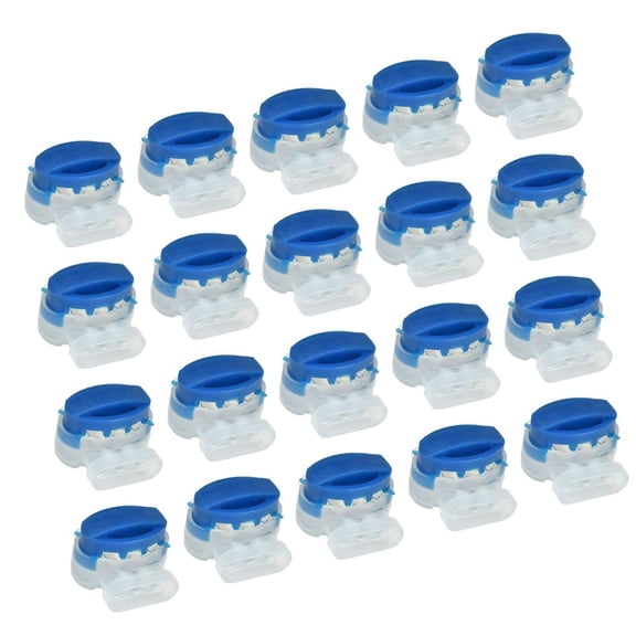 Souew Waterproof Cable Connector, Wire Terminal Block, 20 Pcs Blue 3 Pin Waterproof Dustproof Moisture-Proof Wire Connectors with Grease for Garden Automation Home Electrical