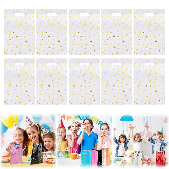 Souew White 10-PCS Loot Bags – Birthday Party Favors for Kids, Easter Holiday Gift Wrap, Decorative Treat Bags for Children's Celebrations