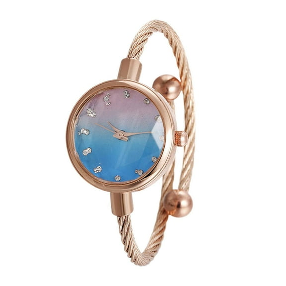 Souew Women Analog Quartz Watch Rose Gold with Glitter Bracelet Quartz Wristwatch for Female Student