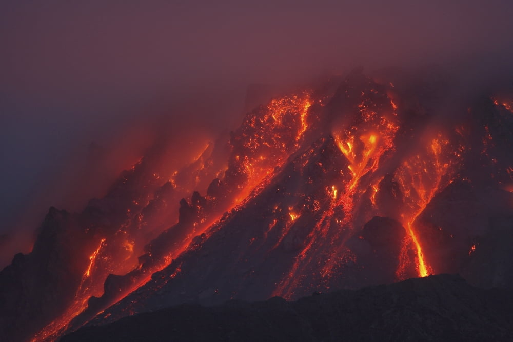 Soufriere Hills eruption Montserrat Island Caribbean Canvas Art - Martin RietzeStocktrek Images (34 x 23)