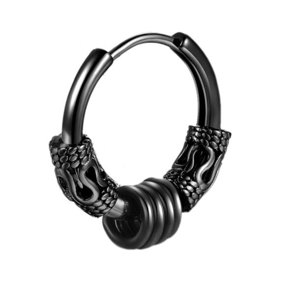 Soug Cool Punk Men's Stainless Steel Hip Hop Stud Earrings BD Round Dragon New