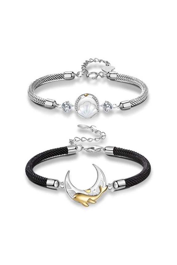 Soug Crazyview Whale Bracelets, Marine Animals Link Bracelets, Sun Moon Matching Bracelets, Adjustable Whale Couple Bracelet I Whale Always Love You Bracelets Gift for Mom Women Friends Family New