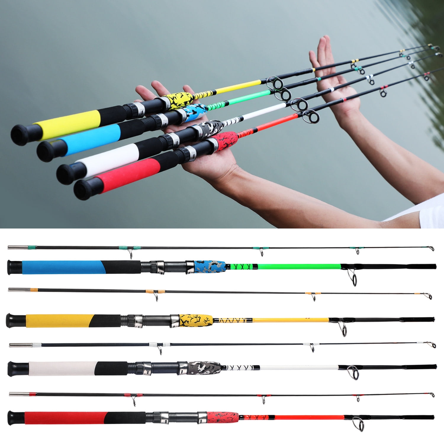 Sougayilang 2 Pieces Fishing Rod Saltwater Offshore Portable Surf Spinning  Fishing Pole for Catfish Bass