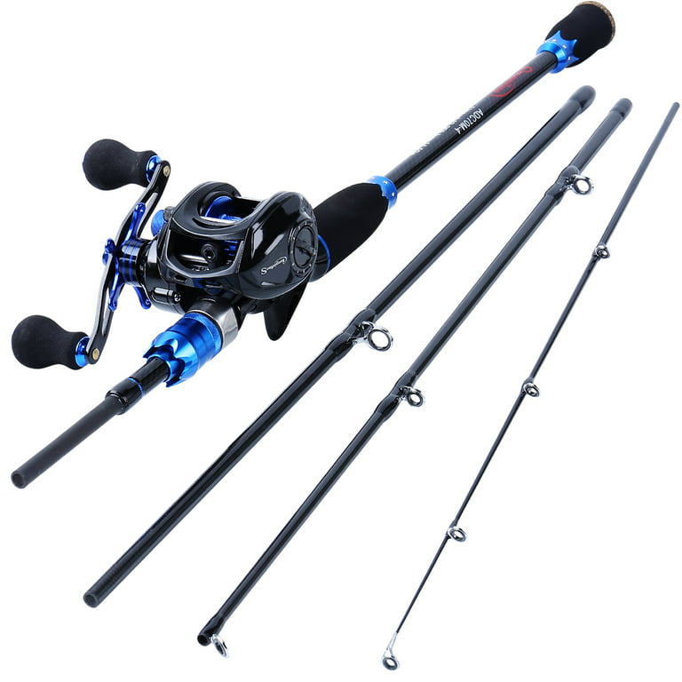 Sougayilang 4 Piece Casting Rod and Reel Fishing Full Kits Baitcaster Combo  with Carrier Case