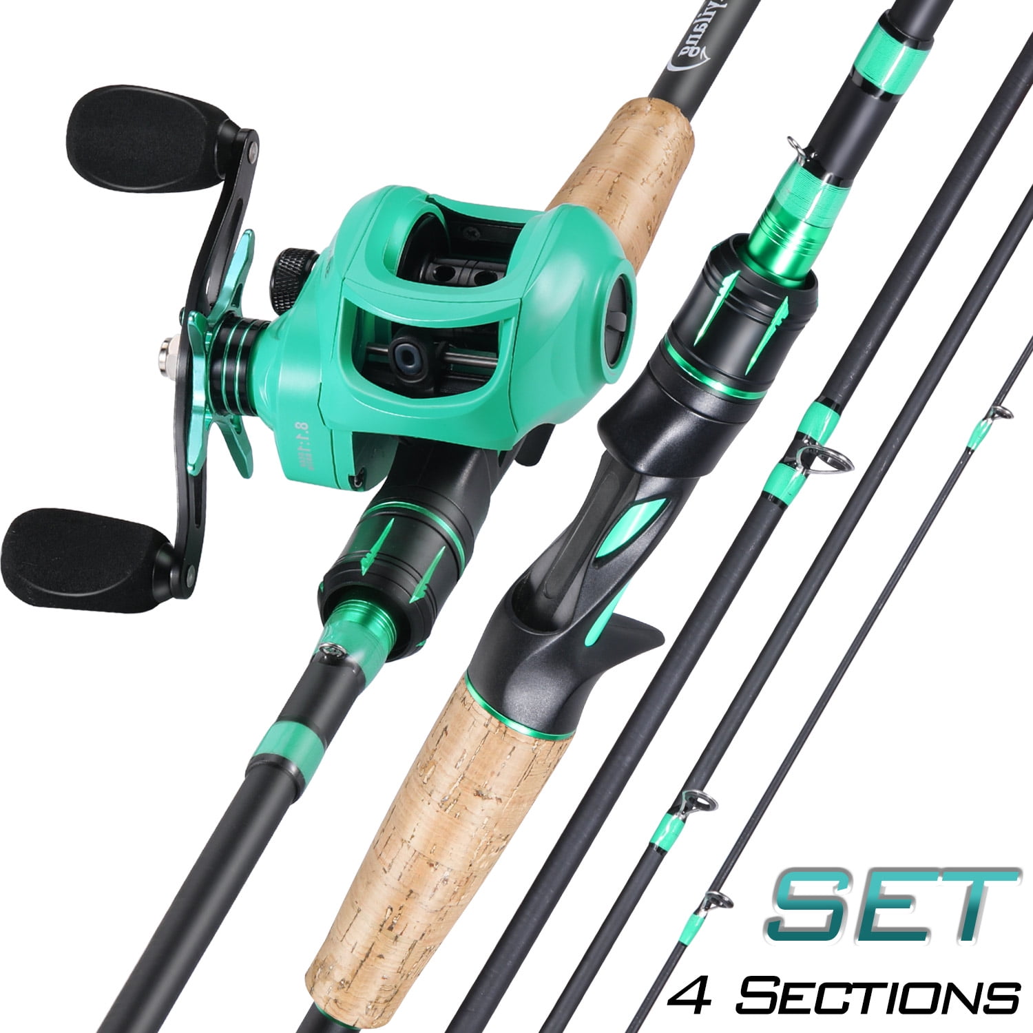 Sougayilang 4 Piece Fishing Rod Set Casting Fishing Pole and 8.1:1 Gear  Ratio Baitcast Reel Combos for Travel Novice Adults 