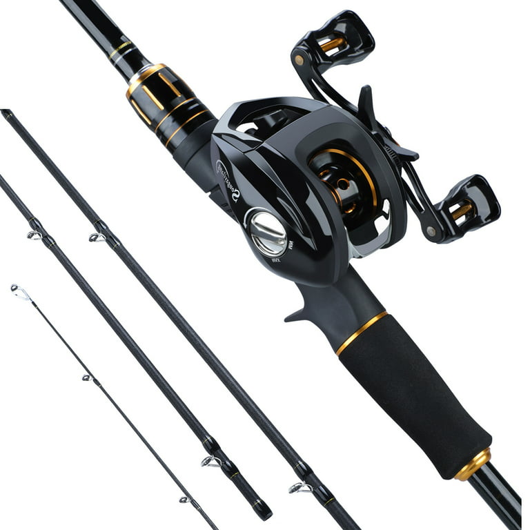 Sougayilang 7'10'' Black Baitcaster Fishing Rod and Reel Combo