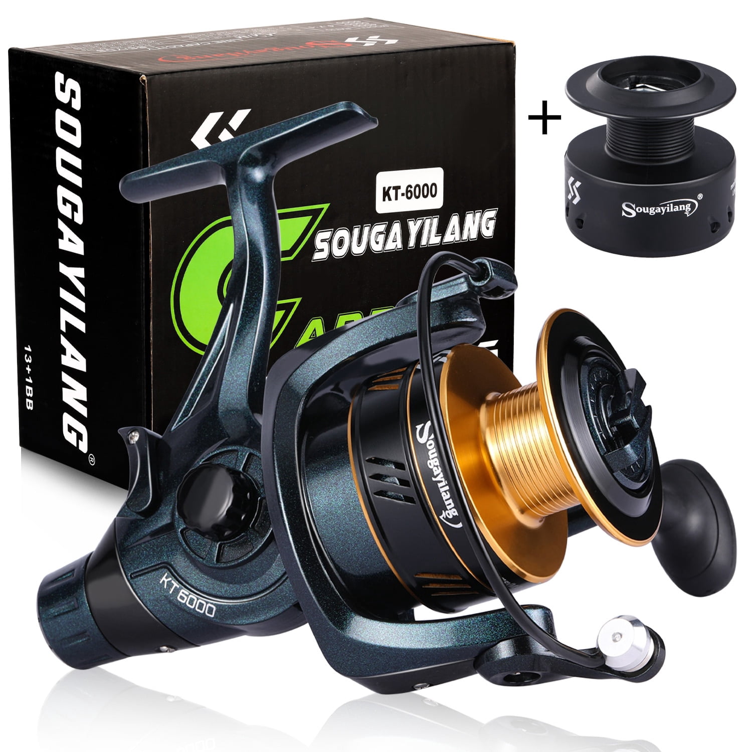 Moulinet De Pêche à La Carpe Sougayilang 13+1BB - Bait Runner Lisse Et Puissant Avec Bobine De Rechange