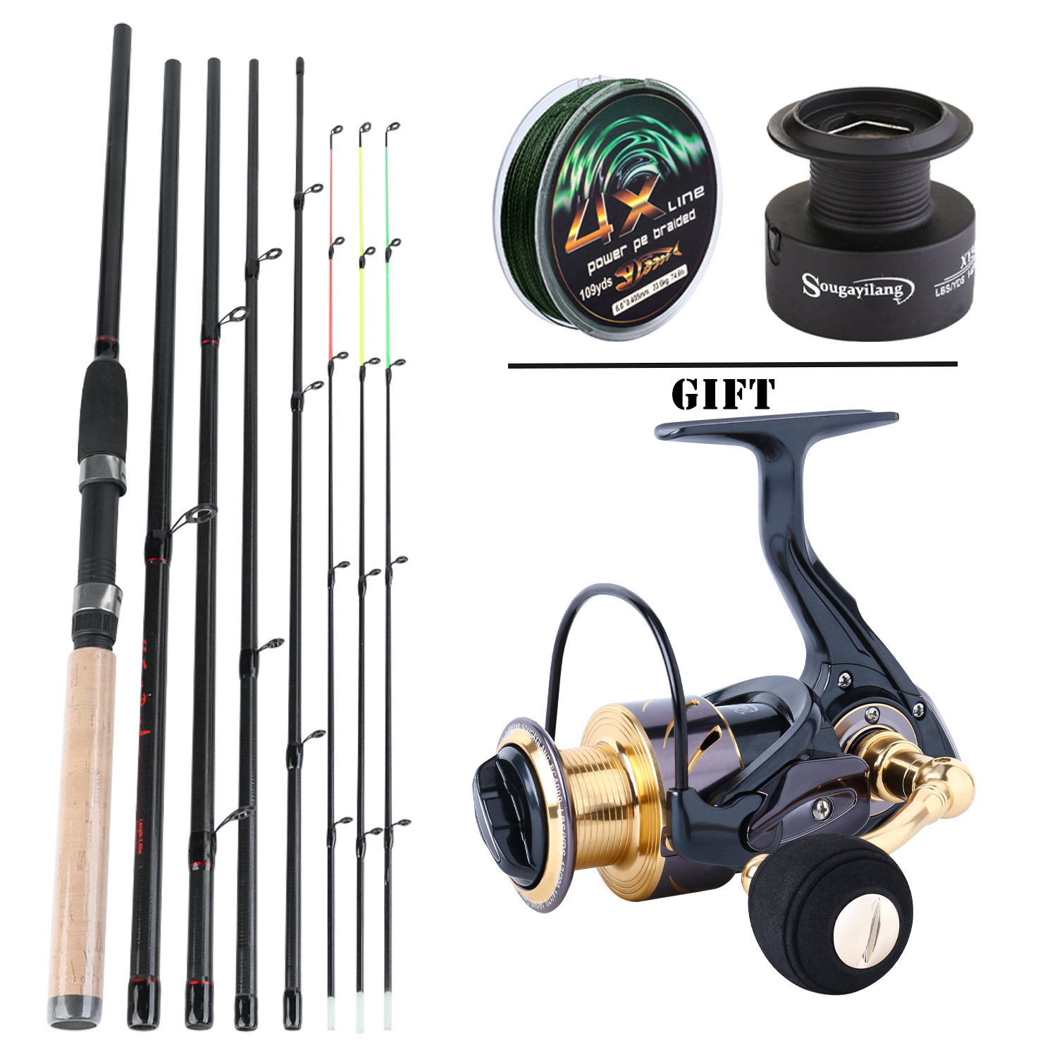 coarse fishing rods and reels Dr.Fish 7.4FT Telescopic Carp Rod with Bait Feeder Reel Premium Carbon Construction Best New Baitcasting Rods and