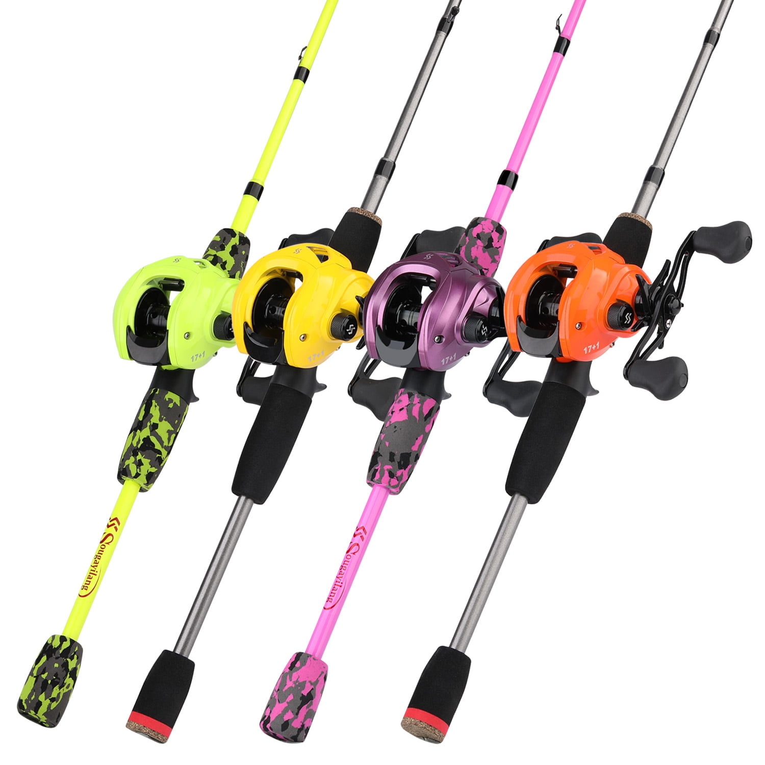 Sougayilang Casting Fishing Rod Multicolor Baitcasting Reel