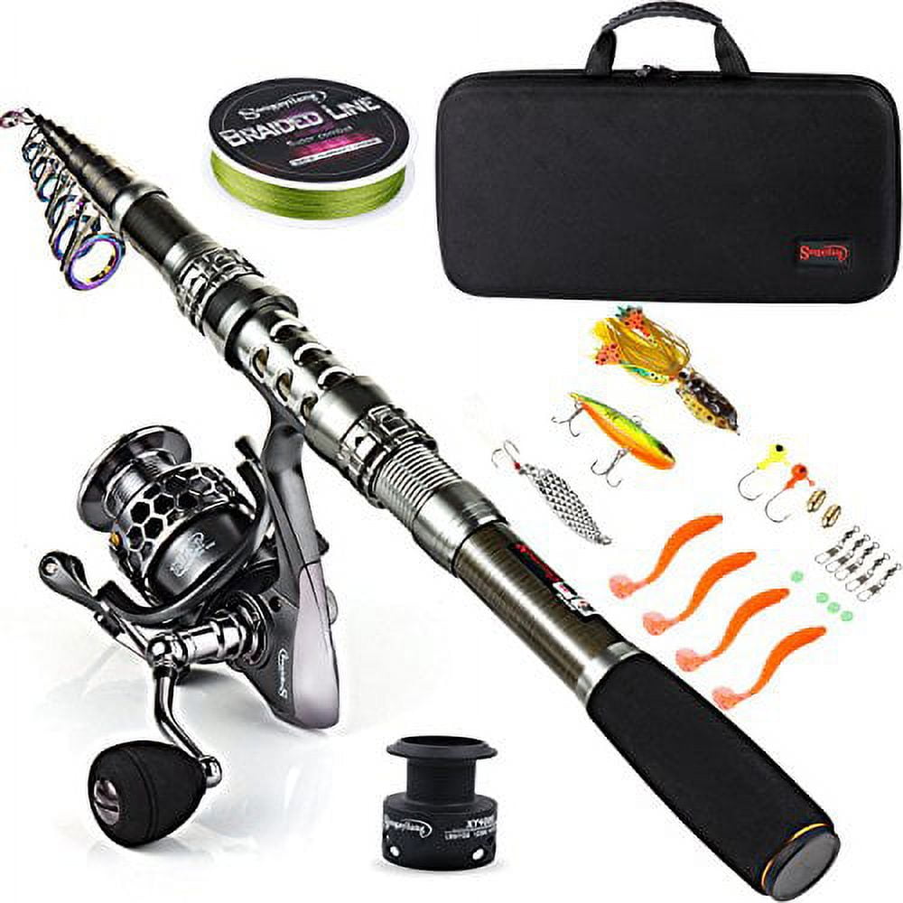 Fishing Rod and Reel Combo Spinning Reel Fishing Gear for Bass and Trout  Fishing Great for Kids Green - Swarm Series by Wakeman 