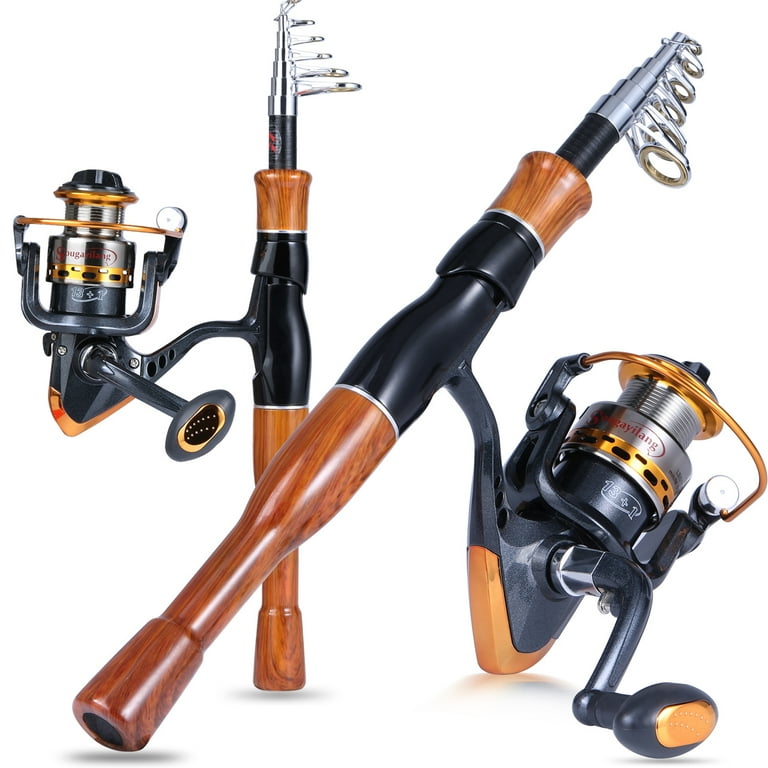 Sougayilang Fishing Rod and Reel Combo 1.6m/5.2ft Glass Fiber Spinning Rod  Cork Handle and 5.5:1 Gear Ratio Spinning Fishing Reel Set 