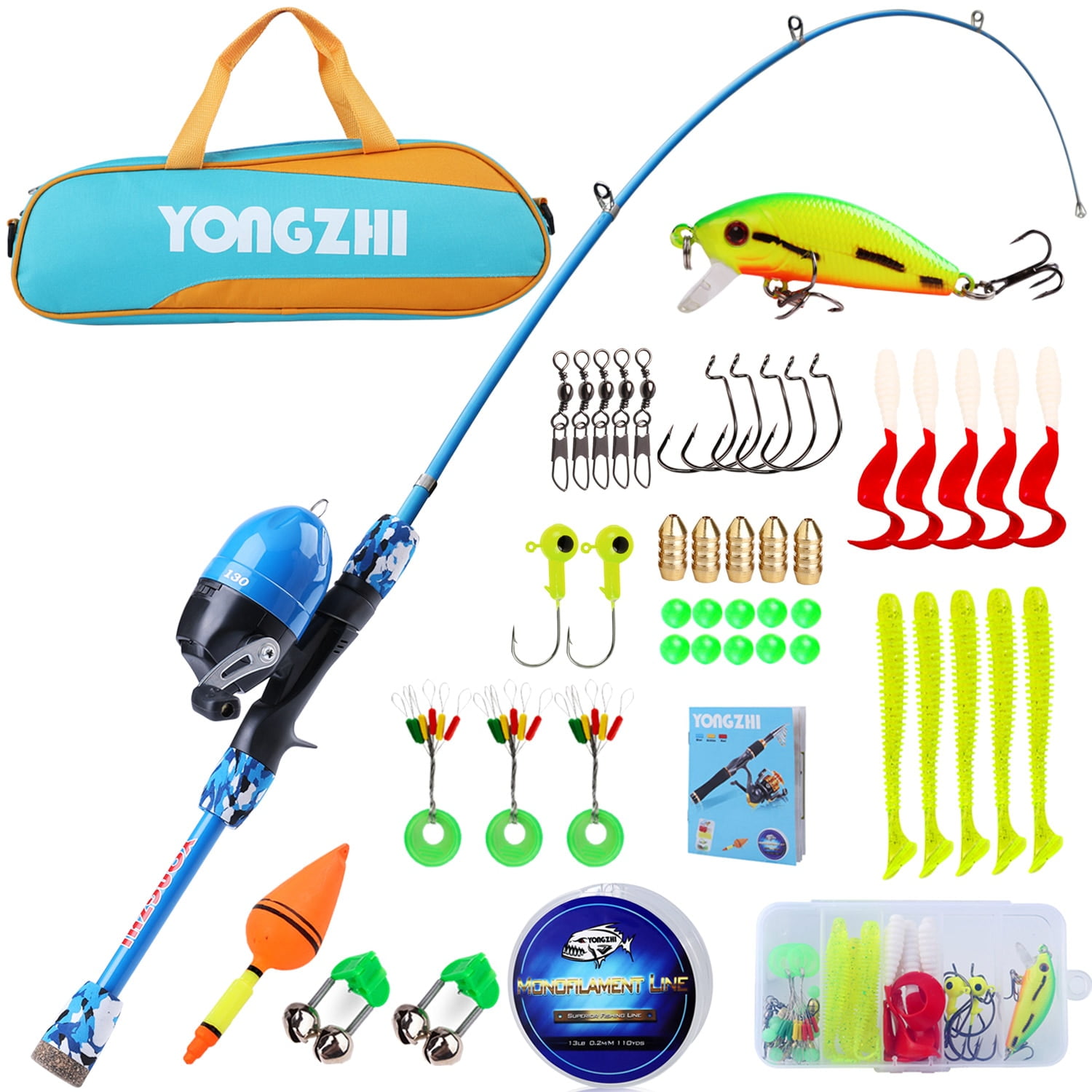 Portable Kids Fishing Pole Kit Travel Tote Telescopic Fishing Rod with Reel  Fishing Gears Accessories for Starter Toddler