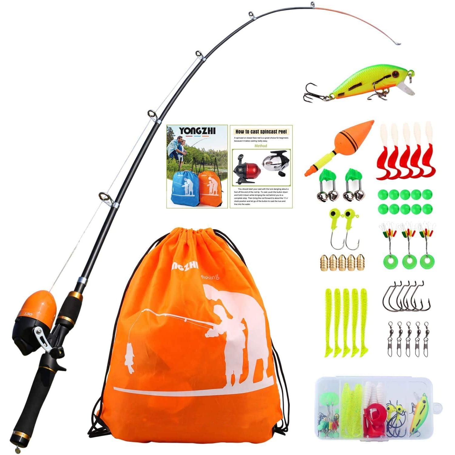 Sougayilang Kids Fishing Pole With Spinning Reels,Telescopic Fishing Rod For Travel Freshwater Bass Trout Fishing