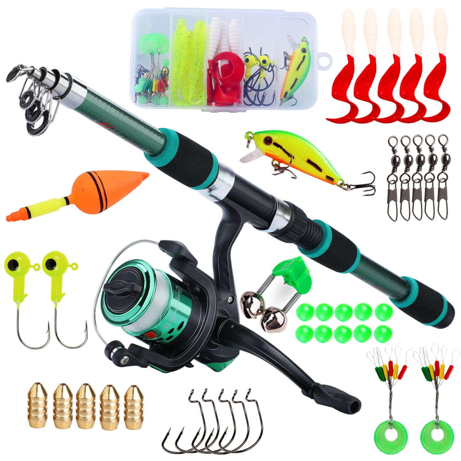 Sougayilang Kids Spinning Fishing Rod Combo with Telescopic Pole Spinning  Reel and Fishing Bait Hook Gift 