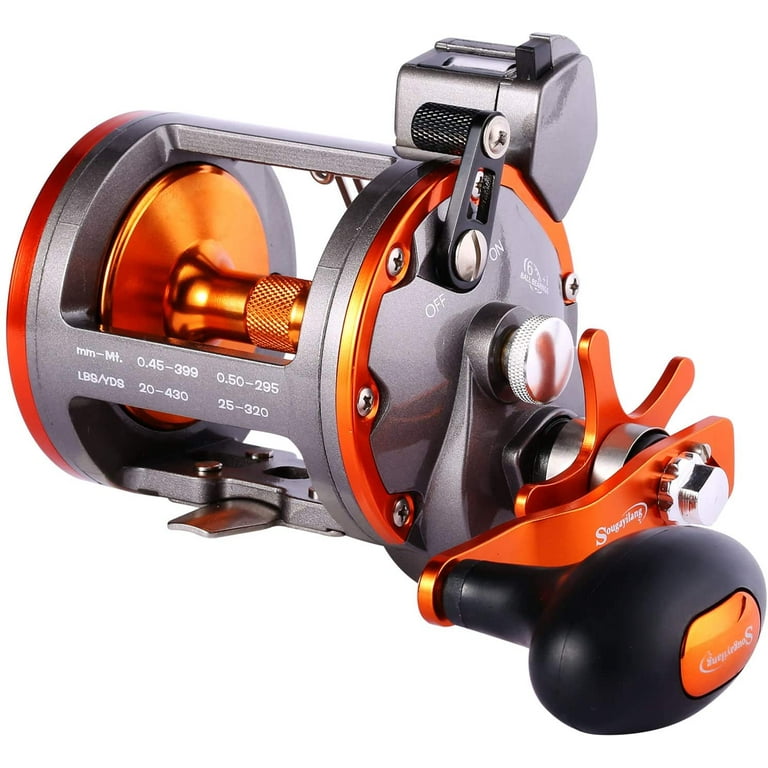 Sougayilang Line Counter Trolling Reel Conventional Level Wind Fishing Reel  