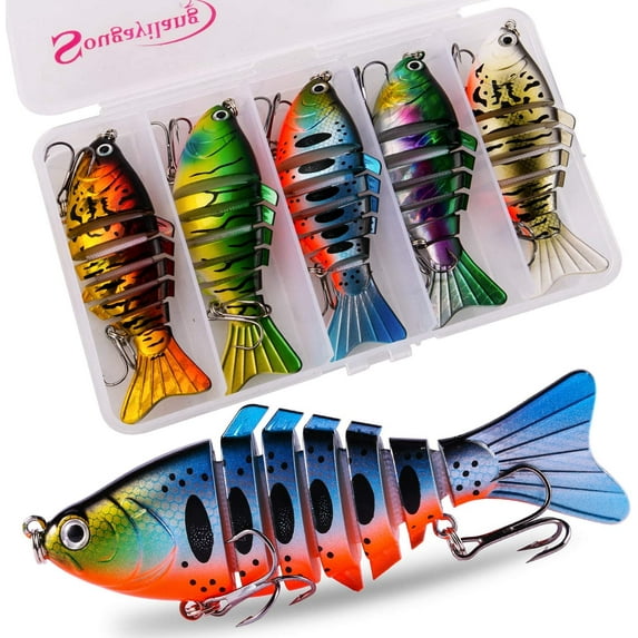 Sougayilang Rotating Tail Fishing Lure for Carp, 5 Count