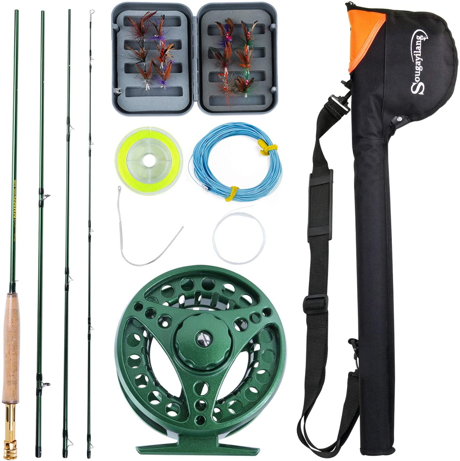 Sougayilang Fly Fishing Rod and 5/6 Fly Reel Combo - Novice Fishing Full  Kit for Saltwater Freshwater 