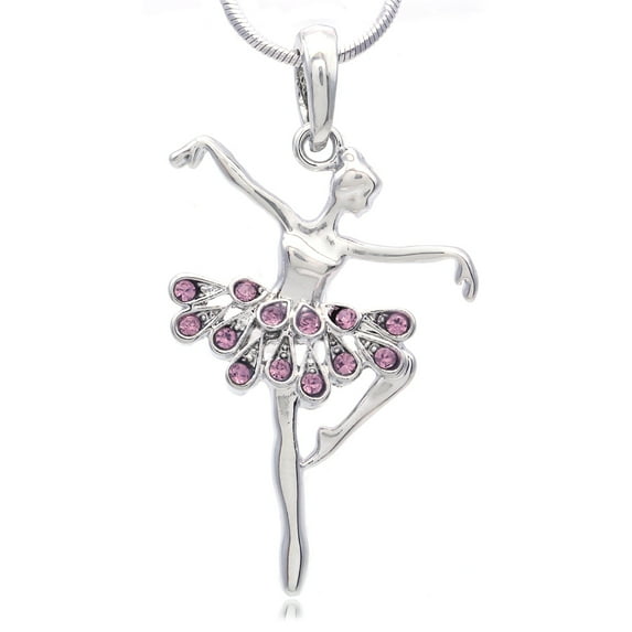 Soul Breeze Collection Dark Purple Ballerina Ballet Dance Recital Necklace Pendant Chain Charm Rhinestones