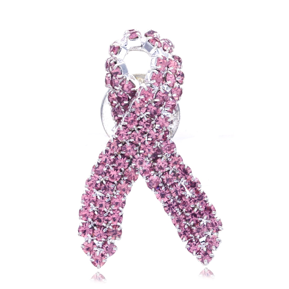 Soul Breeze Collection Pink Ribbon Breast Cancer Awareness Support Pin Brooch Pink Rhinestones Charm