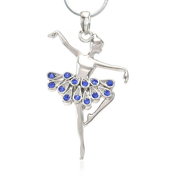 Soul Breeze Collection Royal Blue Ballerina Ballet Dance Recital Necklace Pendant Chain Charm Rhinestones