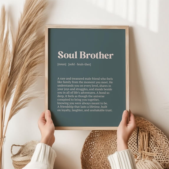 Soul Brother Wall Art Print, Male Friendship Typography Home Decor ...