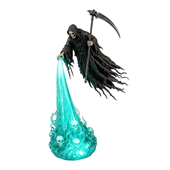 The Soul Collector Haunted Reaper Shelf Light, Halloween Bookshelf Lights, Floating Grim Reaper with Glowing Soul Beam, Gothic Decor for Bookshelves & Reading Corners