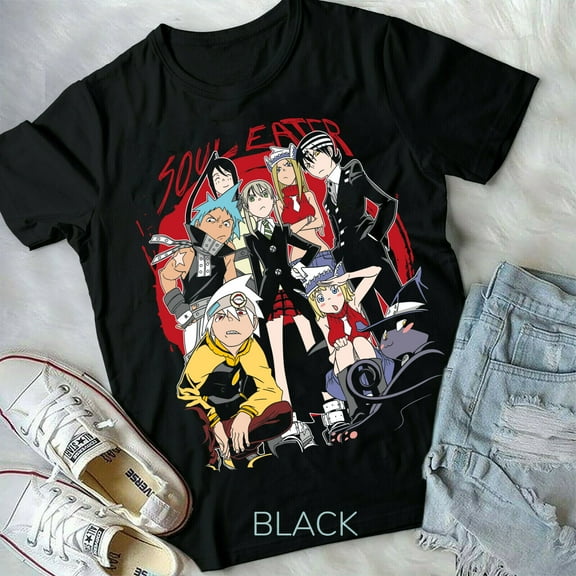Soul Eater T-shirt,Anime,Death The Kid,Manga,Black Star Graphic Tee Black Shirt
