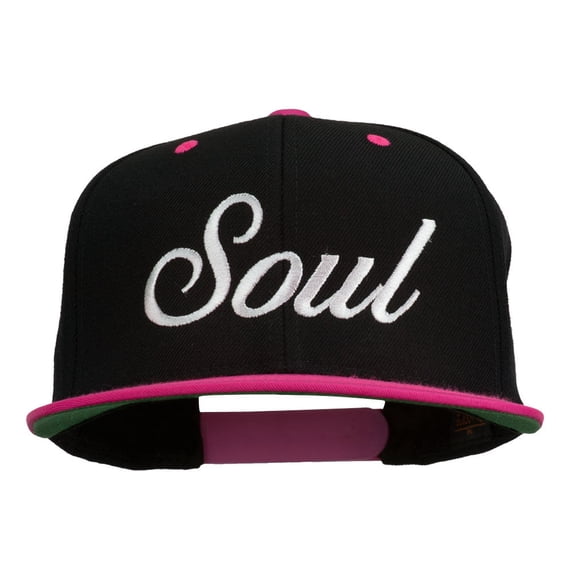 Soul Embroidered Snapback Cap - Black Pink OSFM