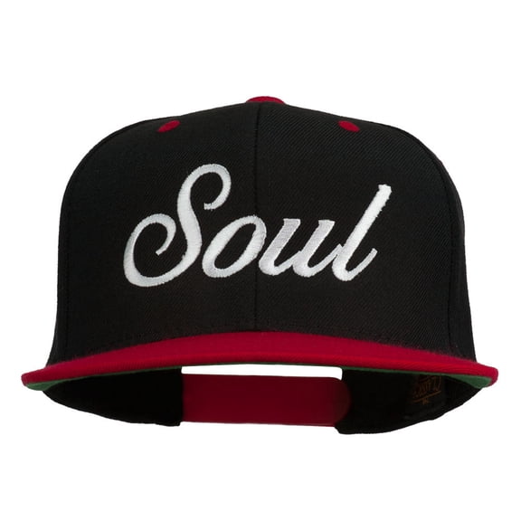 Soul Embroidered Snapback Cap - Black Red OSFM