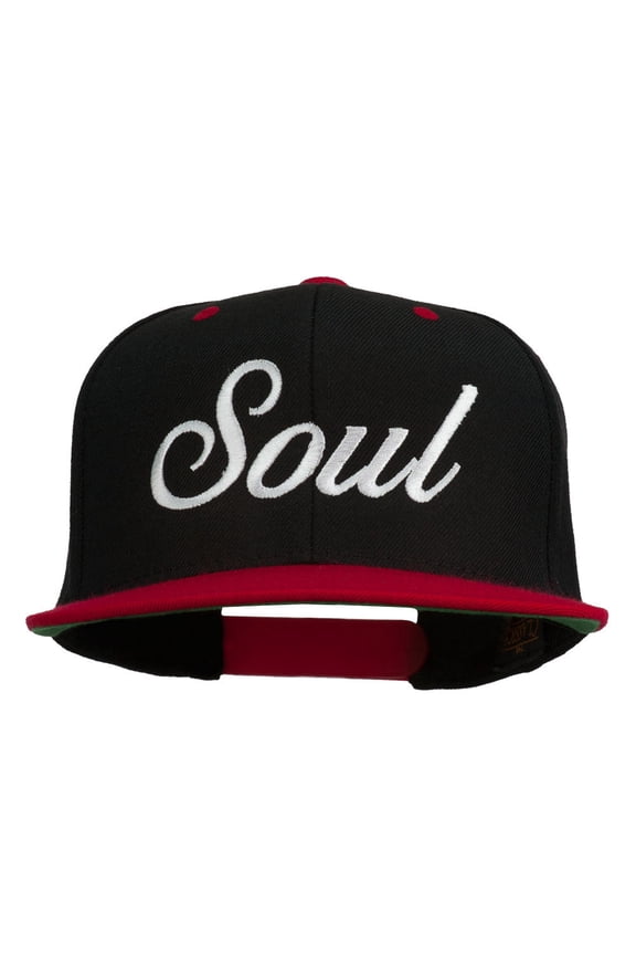Soul Embroidered Snapback Cap - Black Red OSFM