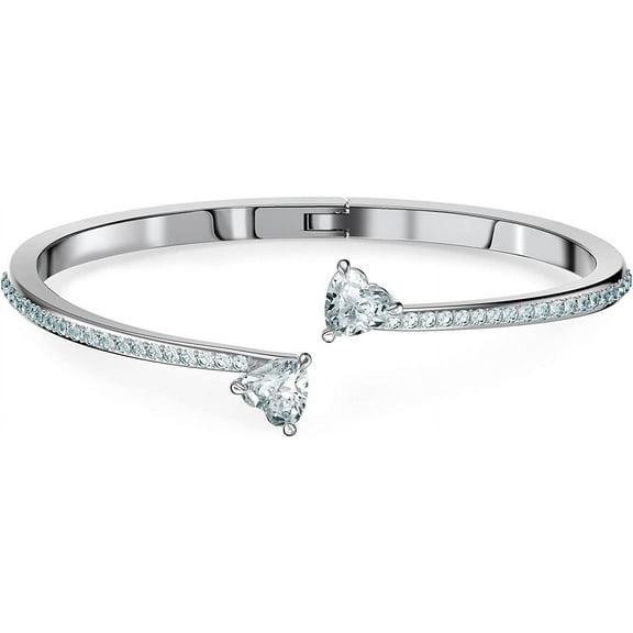 Soul Heart Bangle Bracelet Collection  Rhodium Finish  Clear Crystals