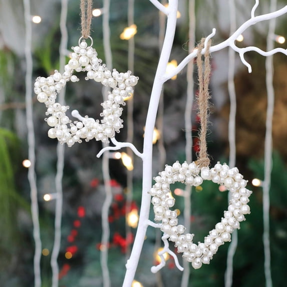 Soul Mates Beaded Heart & Star HangingColor: CreamSize: 4"Set of 2