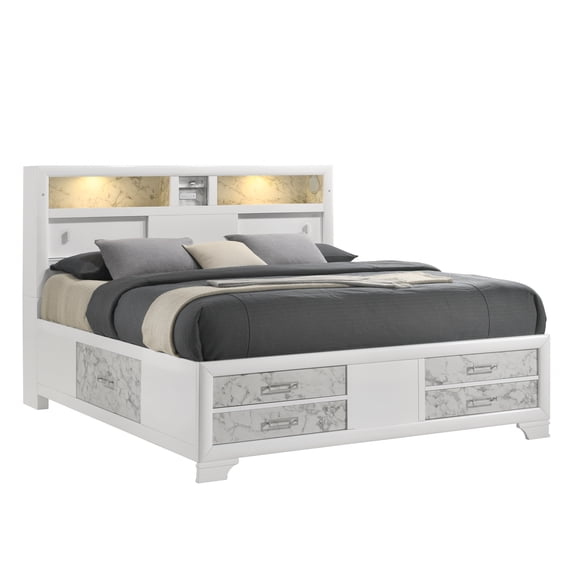 Soul Modern Style Queen 5PC Bedroom Set Made with wood in White(CA Inventory)