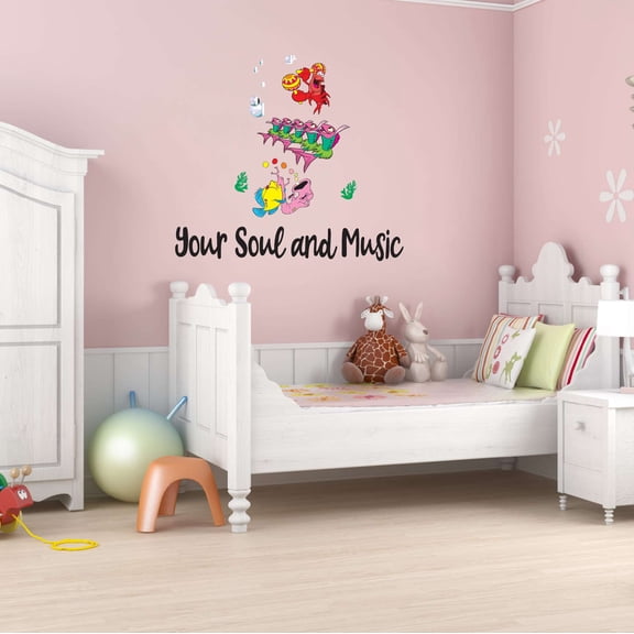 Your Soul and Music Ocean School Of Fish Singing Crab Trumpet Music Song Sing Notes Musician Maestro Piano Guitar Instruments Holiday Gift Decorating Ideas Wall Decal Sticker - Size: 10 In X 9 In