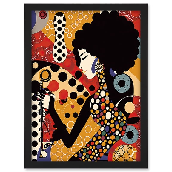 Soul Music Singer Multicoloured Dots Pattern Artwork Framed Wall Art Print A4