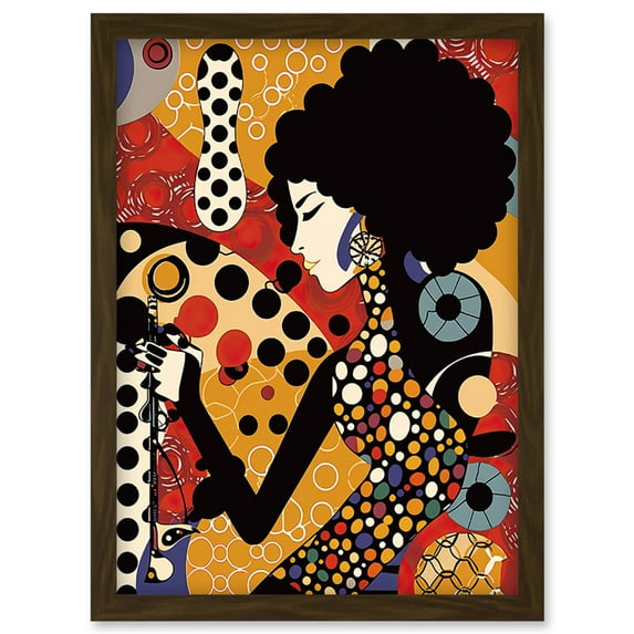 Soul Music Singer Multicoloured Dots Pattern Artwork Framed Wall Art Print A4