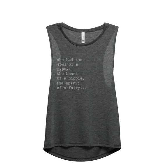 Soul Of A Gypsy Women's Fashion Sleeveless Muscle Tank Top Tee Charcoal Grey Small