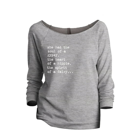 Soul Of A Gypsy Women's Fashion Slouchy 3/4 Sleeves Raglan Sweatshirt Sport Grey Small